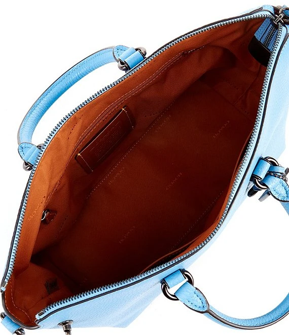 COACH Cara Blue Pebble Leather Satchel Bag 2 COACH Cara Blue Pebble Leather Satchel Bag - Afbeelding 2