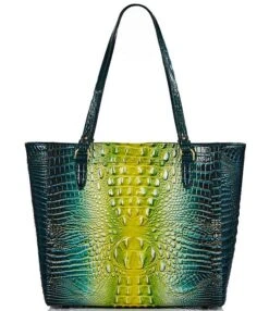 BRAHMIN Ombre Melbourne Collection April Zesty Green Ombre Tote Bag