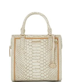 BRAHMIN Melbourne Collection Small Caroline Oyster Grey Satchel Bag