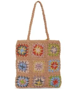 Lucky Brand Ivii Patchwork Magnetic Straw Tote Bag