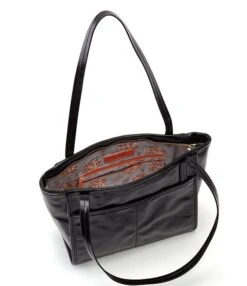 HOBO Vintage Hide Collection Chance Black Leather Top Zip Tote Bag