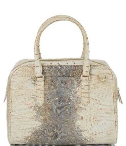 BRAHMIN Ombre Melbourne Collection Ivory Iguana Marissa Leather Satchel Bag