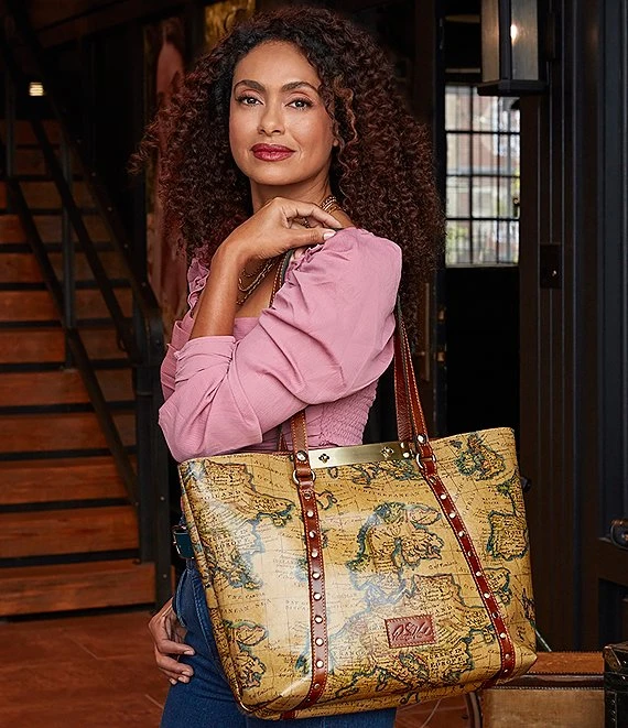 Patricia Nash Benvenuto Leather European Map Print Tote Bag 4 Patricia Nash Benvenuto Leather European Map Print Tote Bag - Afbeelding 4