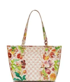 BRAHMIN Ombre Melbourne Collection Medium Asher Fruit Salad Leather Tote Bag