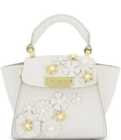ZAC Zac Posen Eartha White Floral Mini Top Handle Leather Satchel Bag