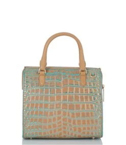 BRAHMIN Fremont Collection Small Caroline Mineral Blue Satchel Bag