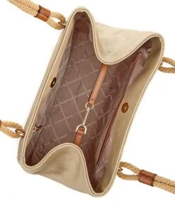 Michael Kors Talia Large Canvas Rope Handle Satchel Bag
