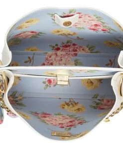 Betsey Johnson Scarf And Charm Heart Rhinestone Chain Swag Vanity Bucket Bag