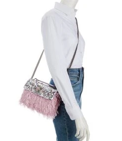 Kurt Geiger London Medium Kensington Pink Sequin Feather Shoulder Bag