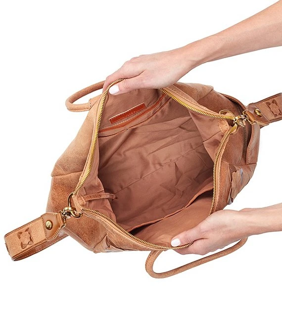 HOBO Sheila Tan Floral Leather Large Satchel Bag 2 HOBO Sheila Tan Floral Leather Large Satchel Bag - Afbeelding 2