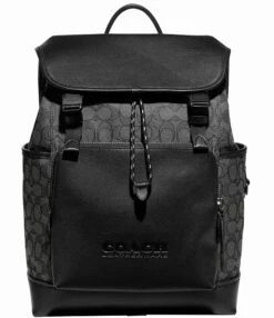 COACH Signature Logo Print Black League Flap Backpack -Kurt Geiger Shop 00000001 zi 79fe6f35 dc3f 4e88 86bc 628967f7f8c1
