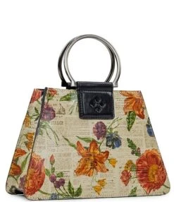 Patricia Nash Leonie Parisian Newspaper Top Handle Floral Satchel Bag