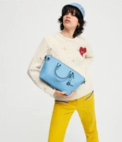 COACH Cara Blue Pebble Leather Satchel Bag 8 COACH Cara Blue Pebble Leather Satchel Bag -Kurt Geiger Shop 00000001 zi c9d8eaea 1518 41cb 8d7c dcd545456528 04 ai