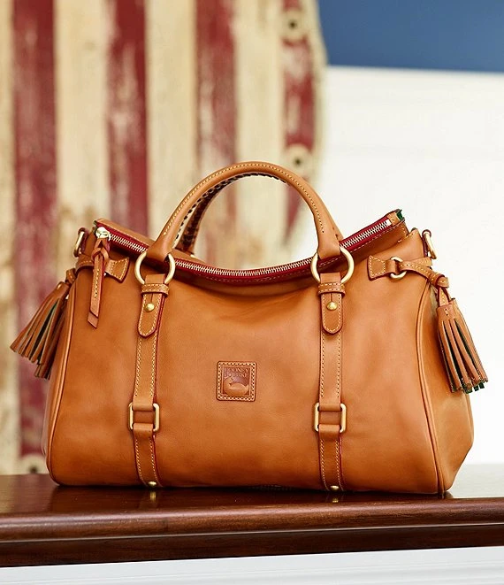 Dooney & Bourke Florentine Leather Tasseled Satchel Bag 1 Dooney & Bourke Florentine Leather Tasseled Satchel Bag