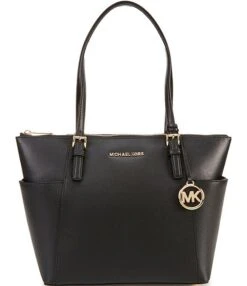 Michael Kors Jet Set East West Logo Charm Saffiano Leather Tote Bag -Kurt Geiger Shop 03872070 zi black