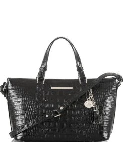 BRAHMIN Melbourne Collection Mini Asher Crocodile-Embossed Tasseled Tote Bag -Kurt Geiger Shop 04774916 zi black