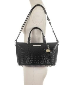BRAHMIN Melbourne Collection Mini Asher Crocodile-Embossed Tasseled Tote Bag -Kurt Geiger Shop 04774916 zi black 04 ai