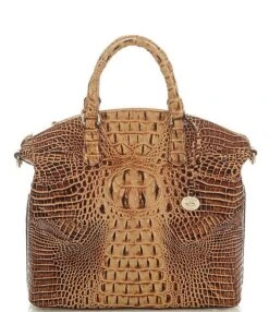 BRAHMIN Melbourne Collection Large Crocodile-Embossed Duxbury Satchel Bag